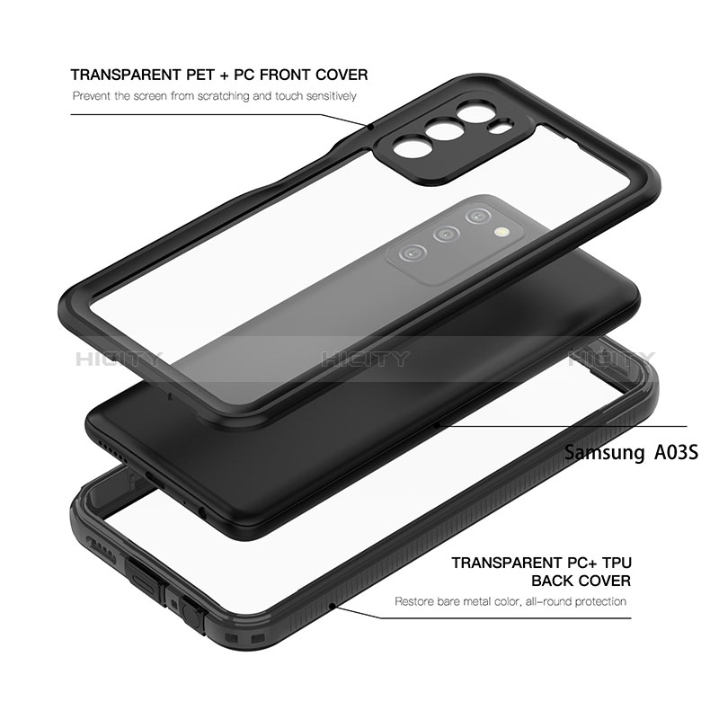 Coque Etanche Contour Silicone et Plastique Housse Etui Waterproof 360 Degres pour Samsung Galaxy A02s Noir Plus