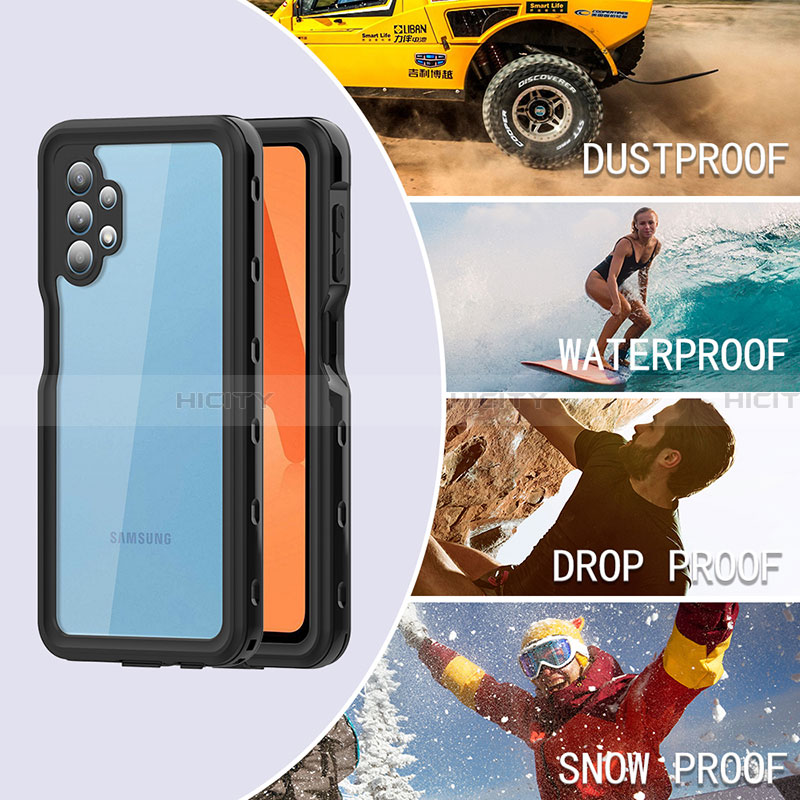 Coque Etanche Contour Silicone et Plastique Housse Etui Waterproof 360 Degres pour Samsung Galaxy A32 5G Noir Plus