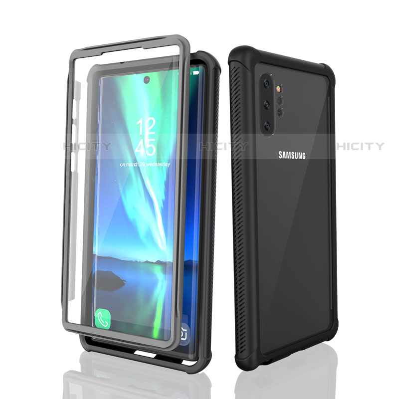 Coque Etanche Contour Silicone et Plastique Housse Etui Waterproof 360 Degres pour Samsung Galaxy Note 10 Plus Noir Plus