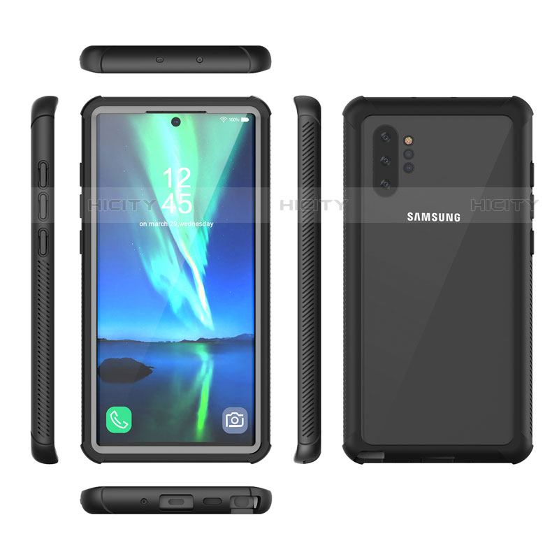 Coque Etanche Contour Silicone et Plastique Housse Etui Waterproof 360 Degres pour Samsung Galaxy Note 10 Plus Noir Plus