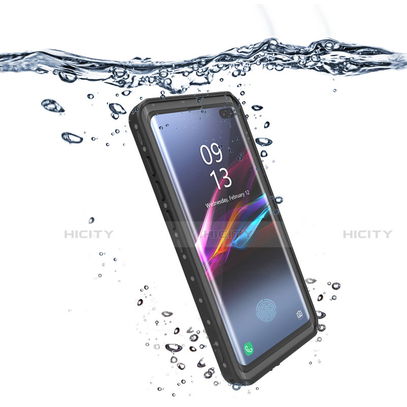 Coque Etanche Contour Silicone et Plastique Housse Etui Waterproof 360 Degres pour Samsung Galaxy S10 Noir Plus