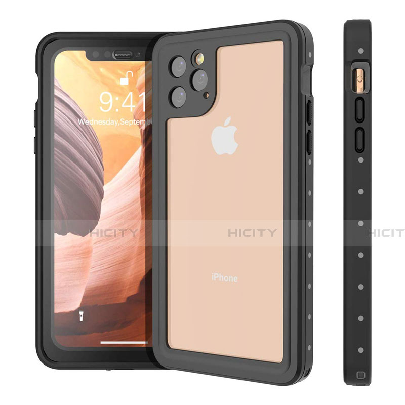 Coque Etanche Contour Silicone et Plastique Housse Etui Waterproof 360 Degres U01 pour Apple iPhone 11 Pro Noir Plus