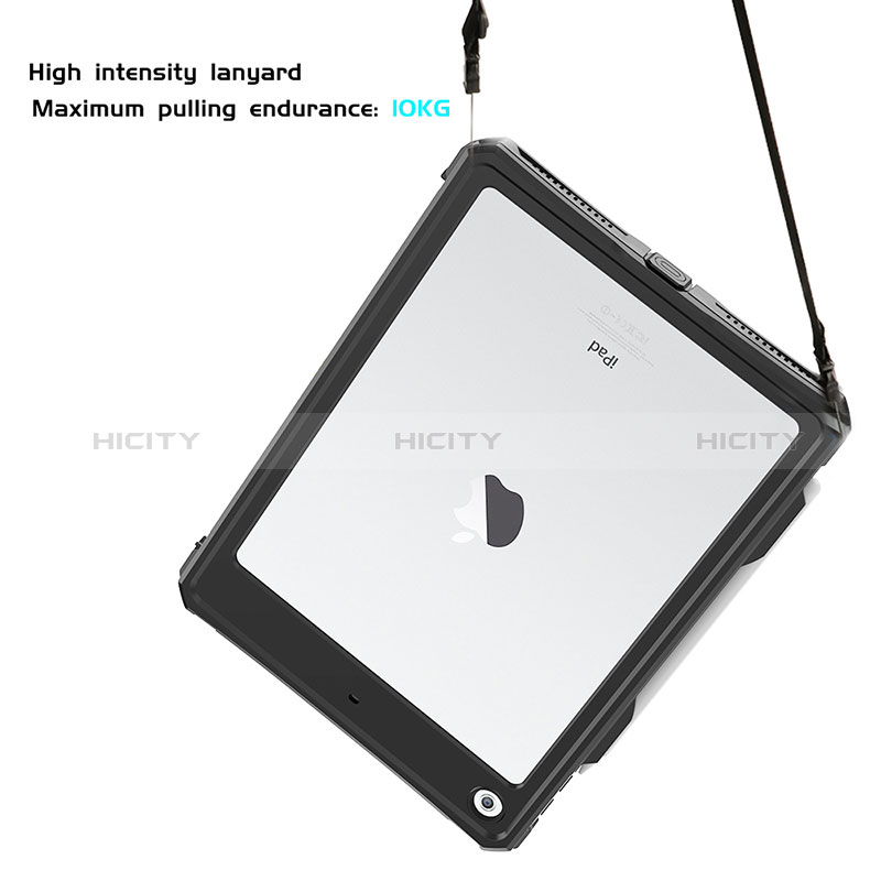 Coque Etanche Contour Silicone et Plastique Housse Etui Waterproof 360 Degres W01 pour Apple iPad 10.2 (2019) Noir Plus