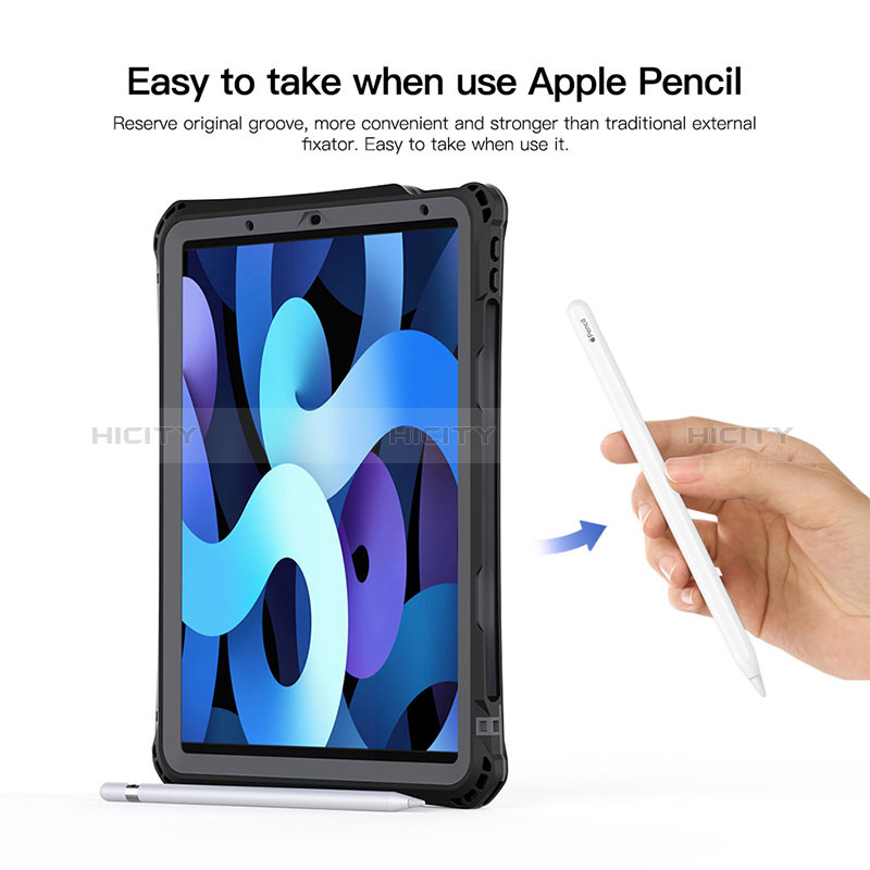 Coque Etanche Contour Silicone et Plastique Housse Etui Waterproof 360 Degres W01 pour Apple iPad Air 5 10.9 (2022) Noir Plus