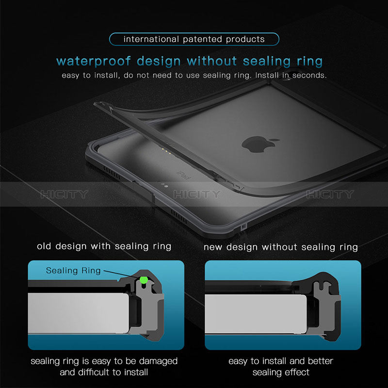 Coque Etanche Contour Silicone et Plastique Housse Etui Waterproof 360 Degres W01 pour Apple iPad Air 5 10.9 (2022) Noir Plus