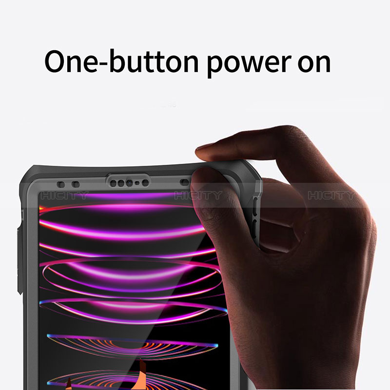 Coque Etanche Contour Silicone et Plastique Housse Etui Waterproof 360 Degres W01 pour Apple iPad Pro 11 (2022) Noir Plus