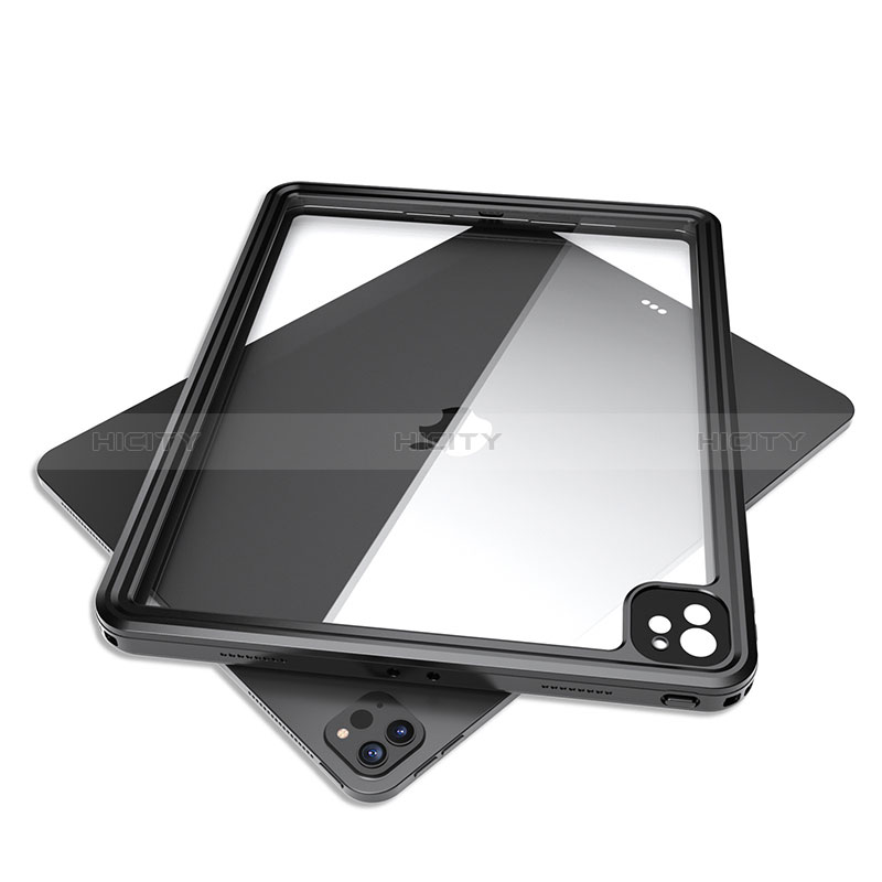 Coque Etanche Contour Silicone et Plastique Housse Etui Waterproof 360 Degres W01 pour Apple iPad Pro 12.9 (2021) Noir Plus