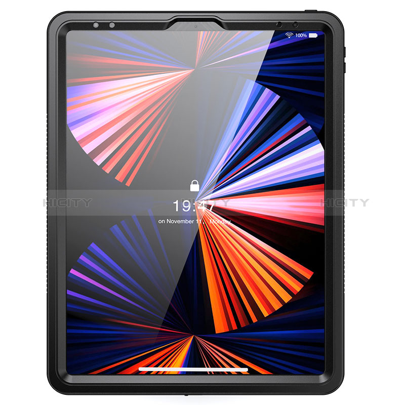 Coque Etanche Contour Silicone et Plastique Housse Etui Waterproof 360 Degres W01 pour Apple iPad Pro 12.9 (2022) Noir Plus