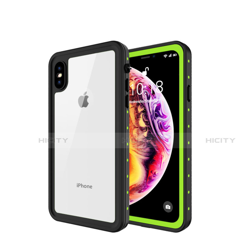 Coque Etanche Contour Silicone et Plastique Housse Etui Waterproof 360 Degres W01 pour Apple iPhone X Vert Plus