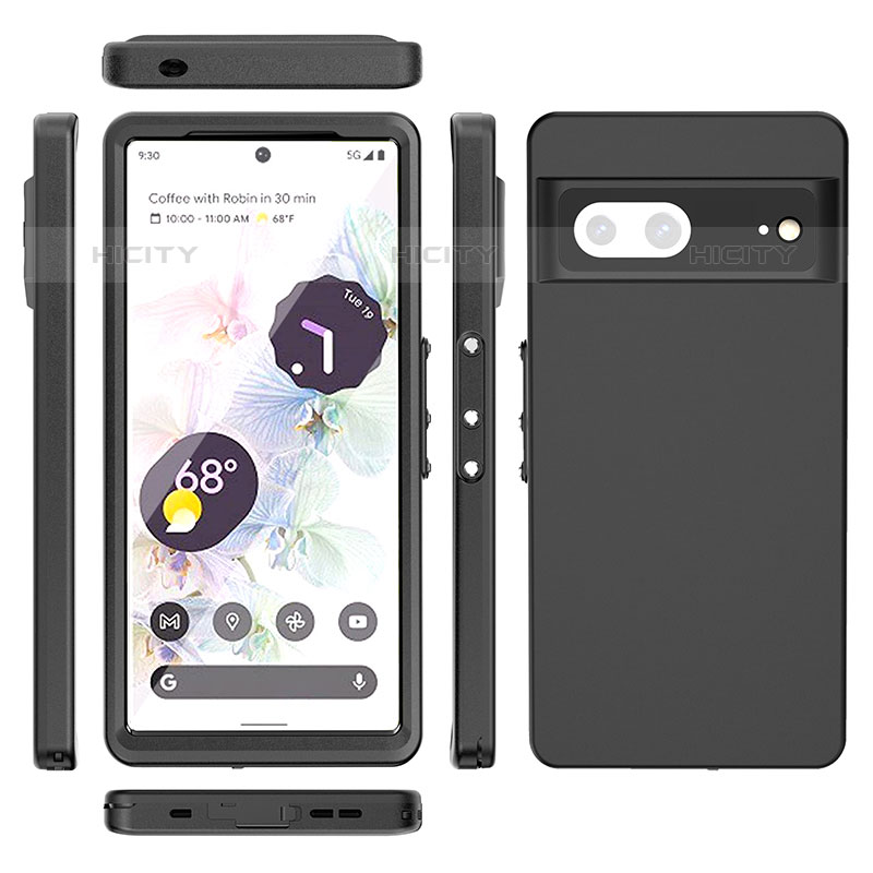 Coque Etanche Contour Silicone et Plastique Housse Etui Waterproof 360 Degres W01 pour Google Pixel 7 5G Noir Plus