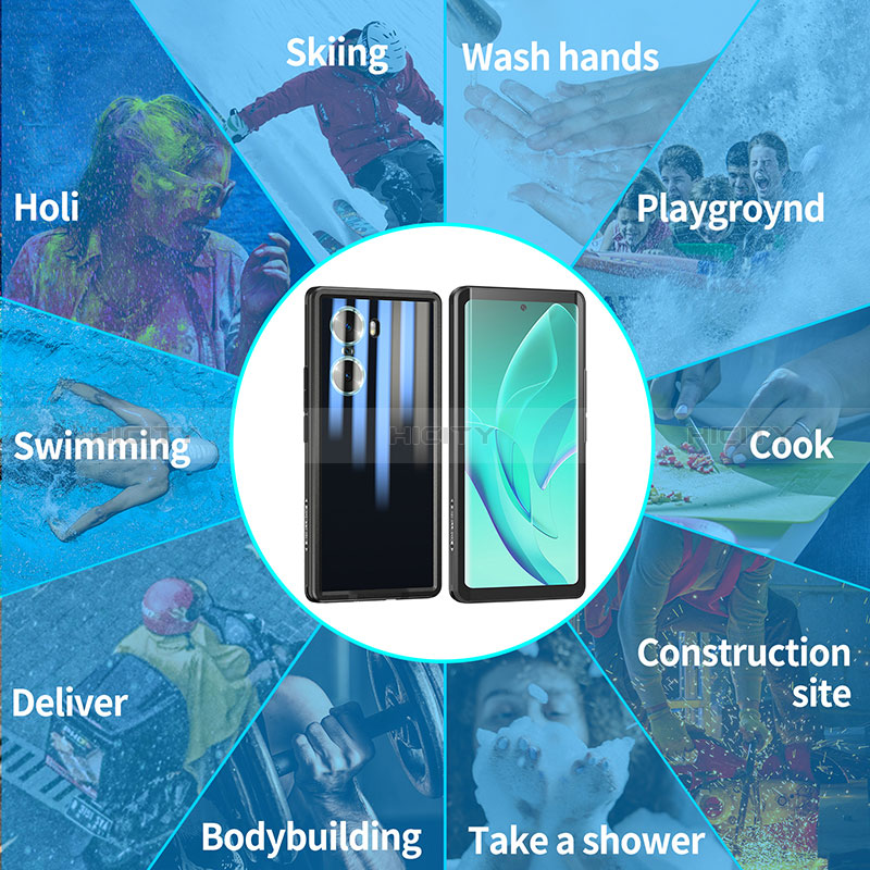 Coque Etanche Contour Silicone et Plastique Housse Etui Waterproof 360 Degres W01 pour Huawei Honor 60 Pro 5G Noir Plus