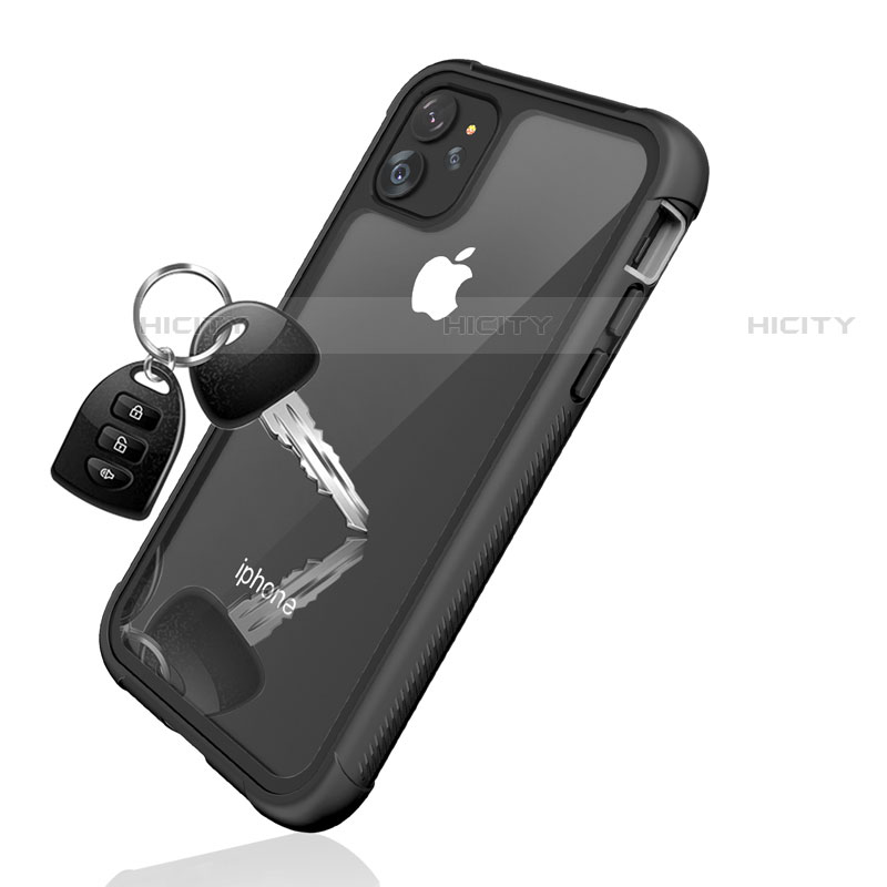 Coque Etanche Contour Silicone et Plastique Housse Etui Waterproof 360 Degres W02 pour Apple iPhone 11 Noir Plus