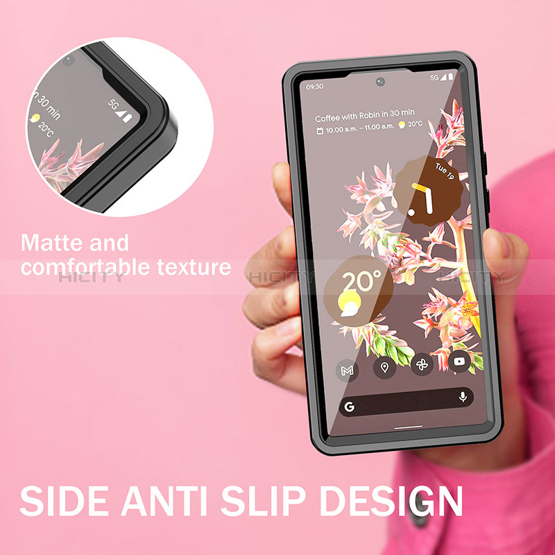 Coque Etanche Contour Silicone et Plastique Housse Etui Waterproof 360 Degres W02 pour Google Pixel 6a 5G Noir Plus