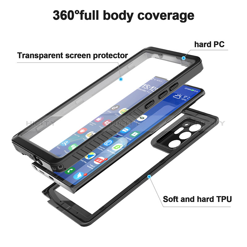 Coque Etanche Contour Silicone et Plastique Housse Etui Waterproof 360 Degres W02 pour Samsung Galaxy Note 20 Ultra 5G Noir Plus