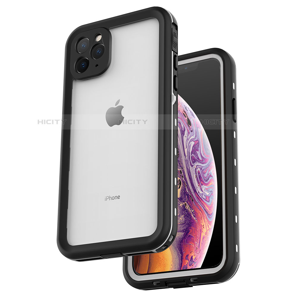 Coque Etanche Contour Silicone et Plastique Housse Etui Waterproof 360 Degres W04 pour Apple iPhone 11 Pro Max Argent Plus