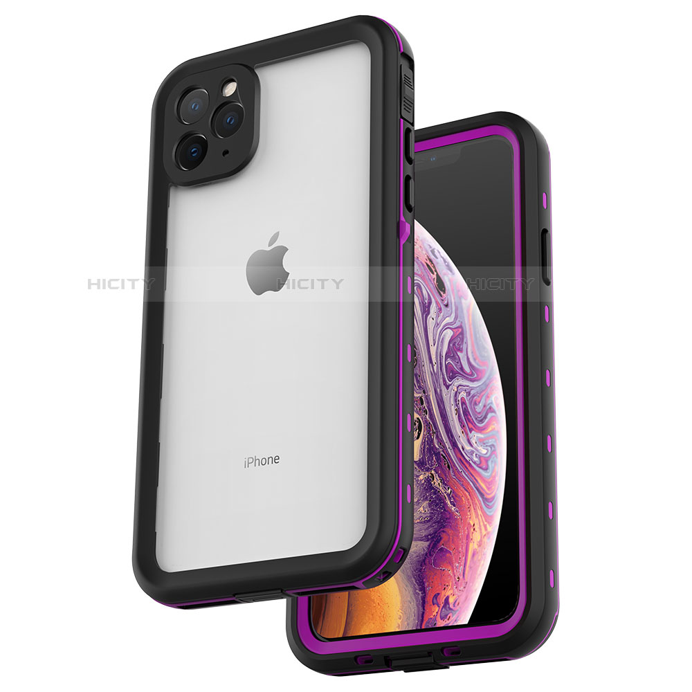 Coque Etanche Contour Silicone et Plastique Housse Etui Waterproof 360 Degres W04 pour Apple iPhone 11 Pro Violet Plus