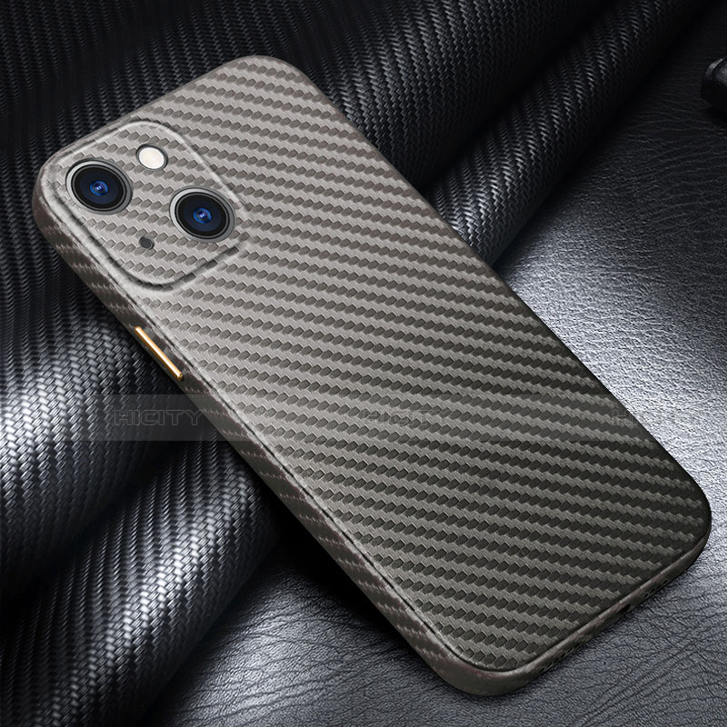 Coque Fibre de Carbone Housse Etui Luxe Serge C01 pour Apple iPhone 14 Plus Gris Plus