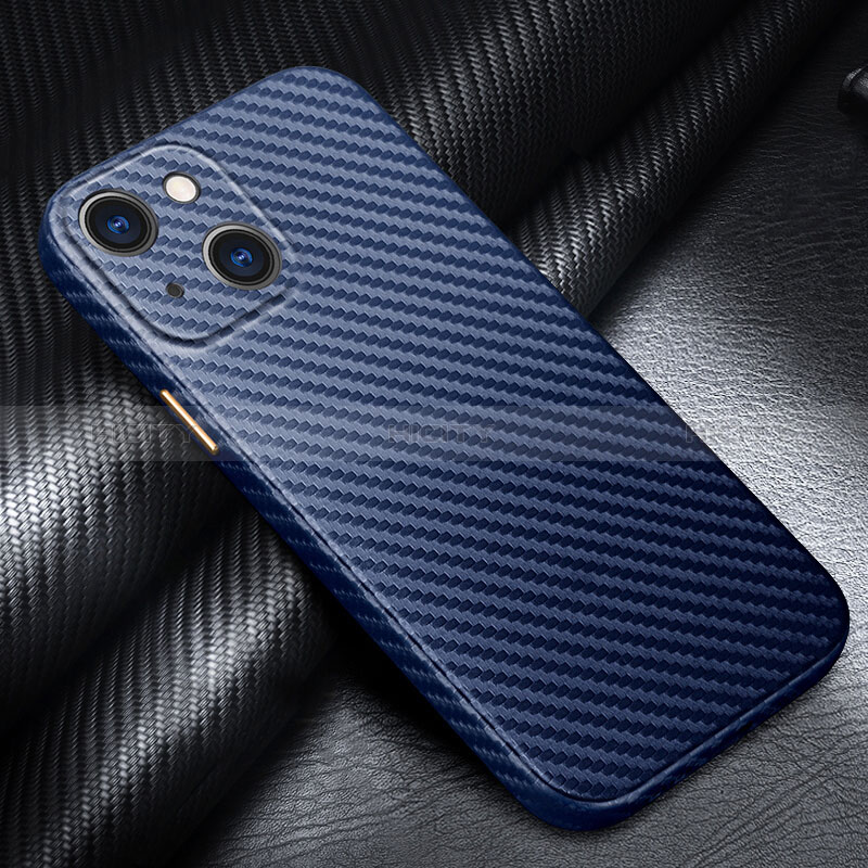 Coque Fibre de Carbone Housse Etui Luxe Serge pour Apple iPhone 15 Bleu Plus