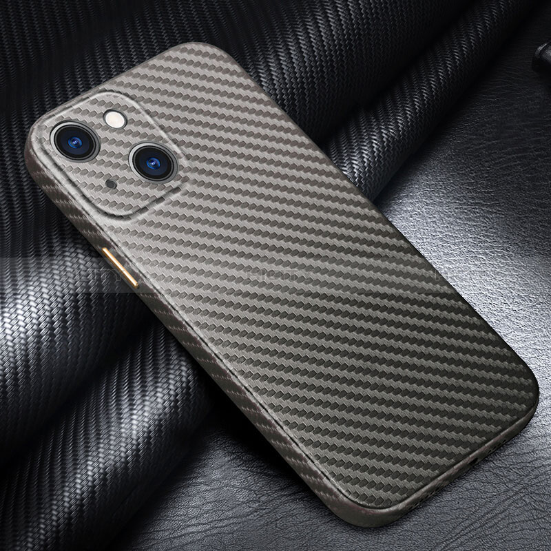 Coque Fibre de Carbone Housse Etui Luxe Serge pour Apple iPhone 15 Gris Plus