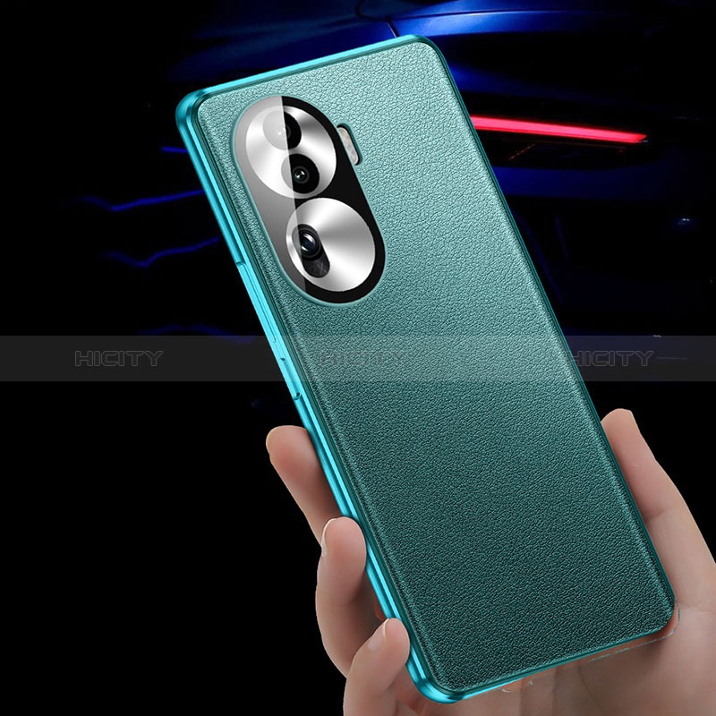 Coque Luxe Aluminum Metal et Cuir Housse Etui 360 Degres P01 pour Oppo Reno11 Pro 5G Plus