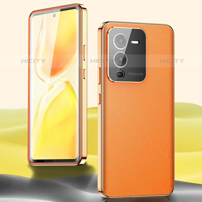 Coque Luxe Aluminum Metal et Cuir Housse Etui 360 Degres pour Vivo V25 Pro 5G Plus