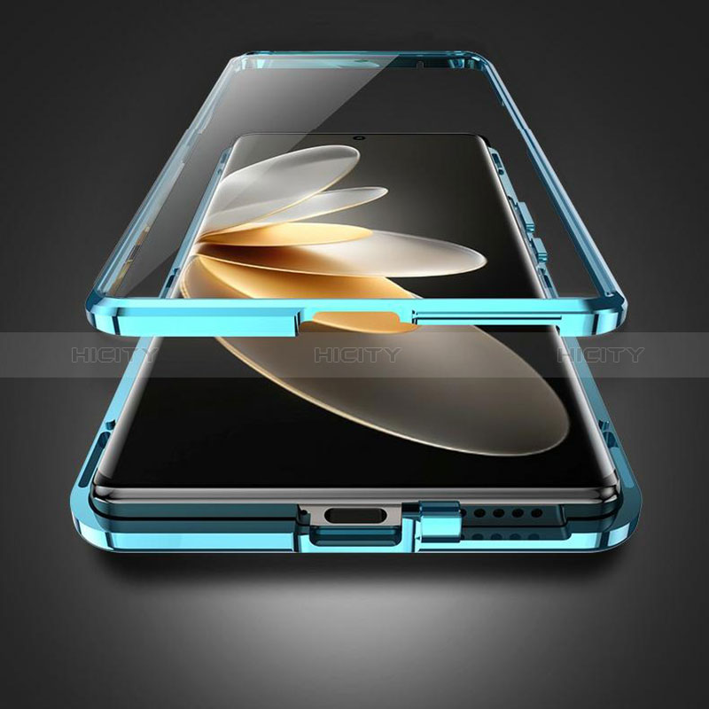 Coque Luxe Aluminum Metal et Cuir Housse Etui 360 Degres pour Vivo V27 5G Plus