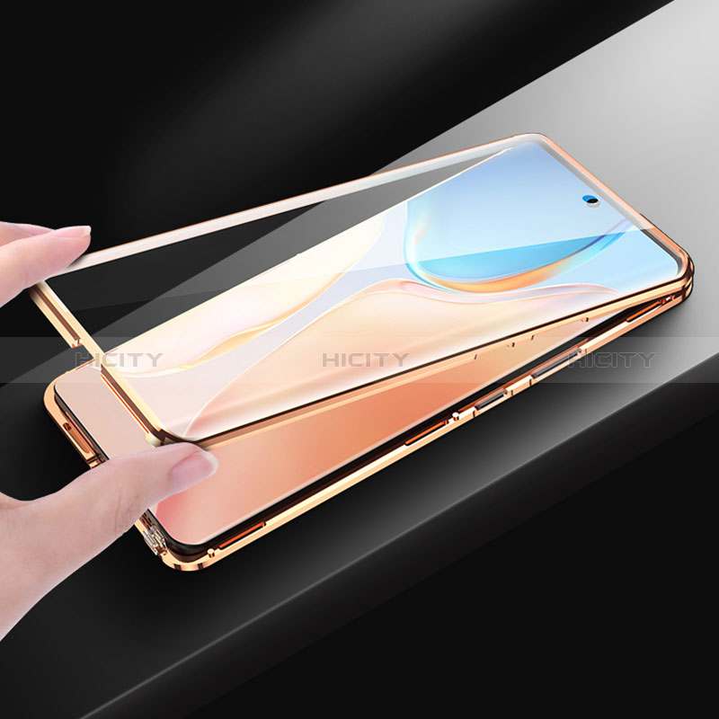 Coque Luxe Aluminum Metal et Cuir Housse Etui 360 Degres pour Vivo X70 Pro 5G Plus