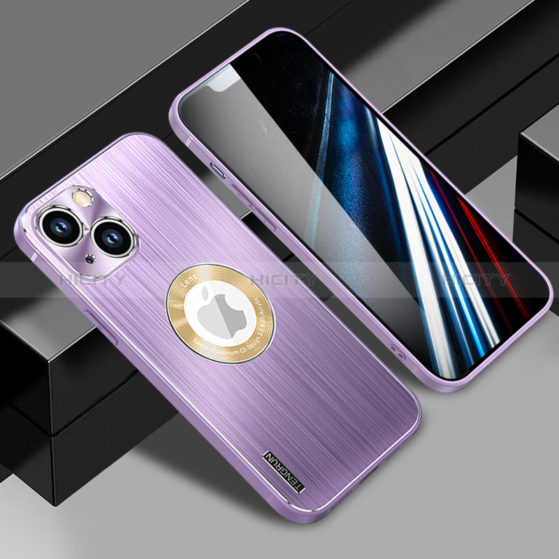 Coque Luxe Aluminum Metal Housse et Bumper Silicone Etui avec Mag-Safe Magnetic Magnetique JL1 pour Apple iPhone 13 Violet Plus