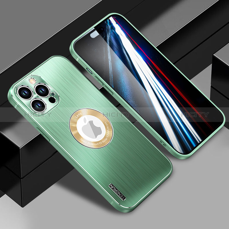 Coque Luxe Aluminum Metal Housse et Bumper Silicone Etui avec Mag-Safe Magnetic Magnetique JL1 pour Apple iPhone 14 Pro Max Vert Plus