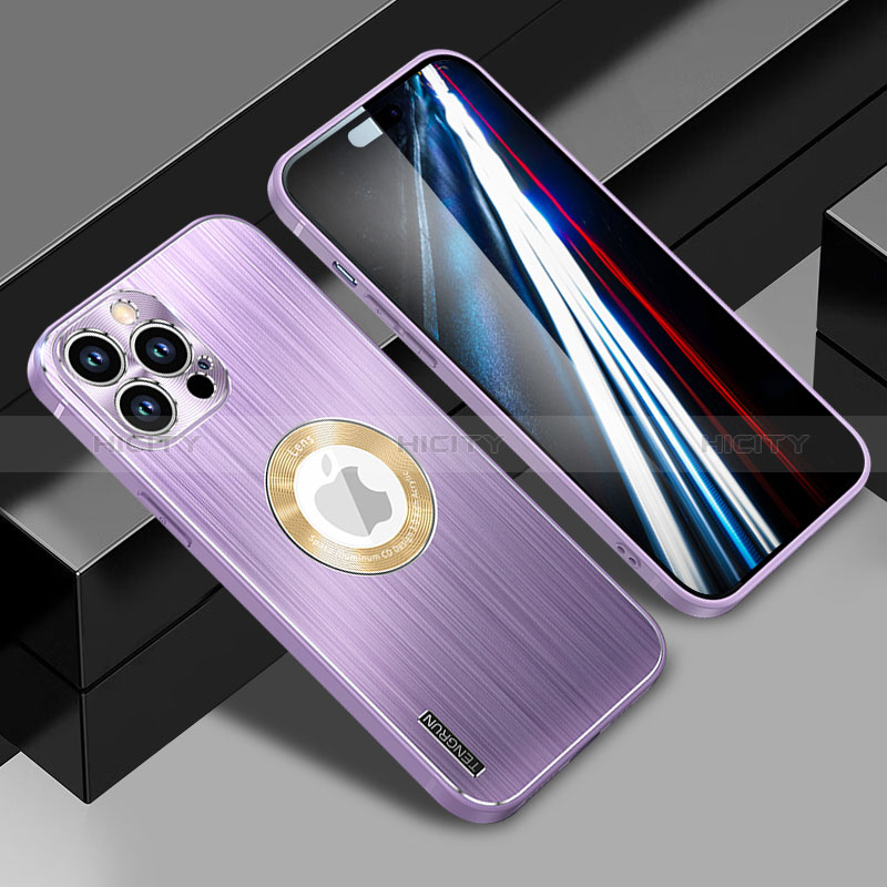 Coque Luxe Aluminum Metal Housse et Bumper Silicone Etui avec Mag-Safe Magnetic Magnetique JL1 pour Apple iPhone 14 Pro Max Violet Plus