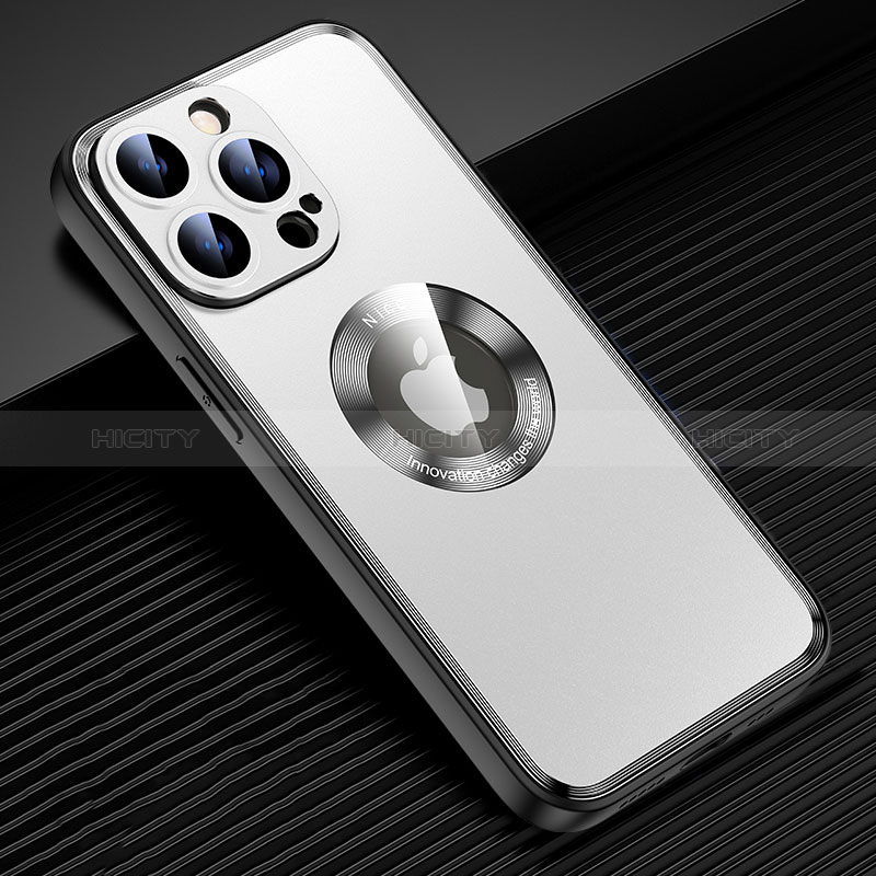 Coque Luxe Aluminum Metal Housse et Bumper Silicone Etui avec Mag-Safe Magnetic Magnetique JL2 pour Apple iPhone 13 Pro Argent Plus