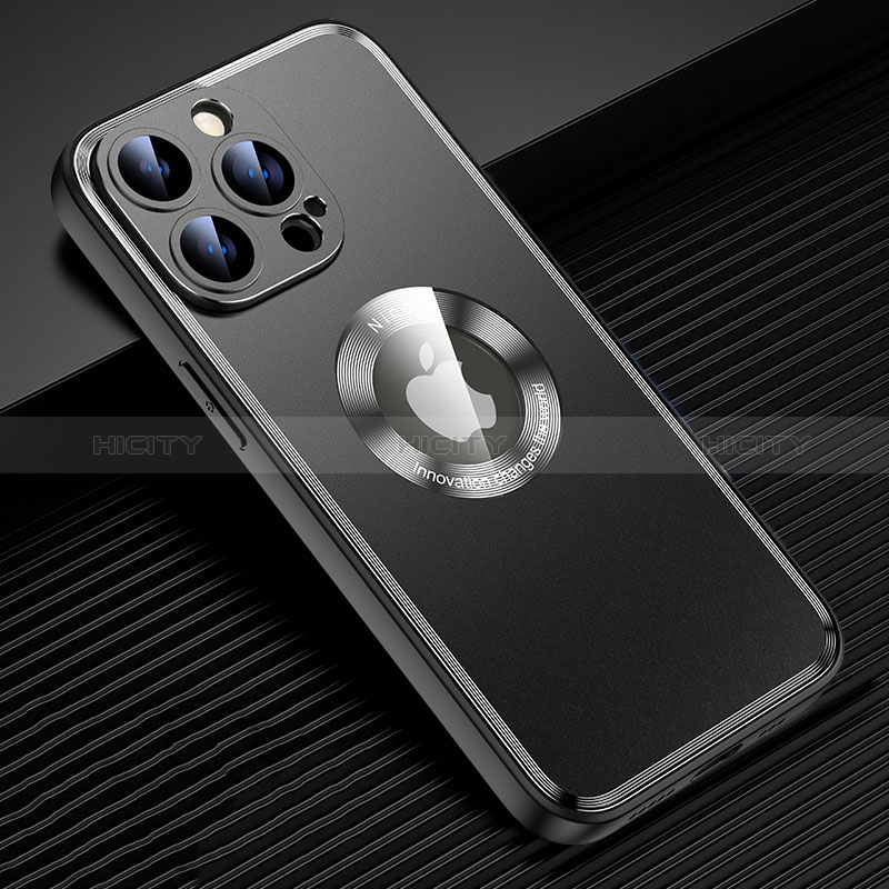 Coque Luxe Aluminum Metal Housse et Bumper Silicone Etui avec Mag-Safe Magnetic Magnetique JL2 pour Apple iPhone 14 Pro Noir Plus