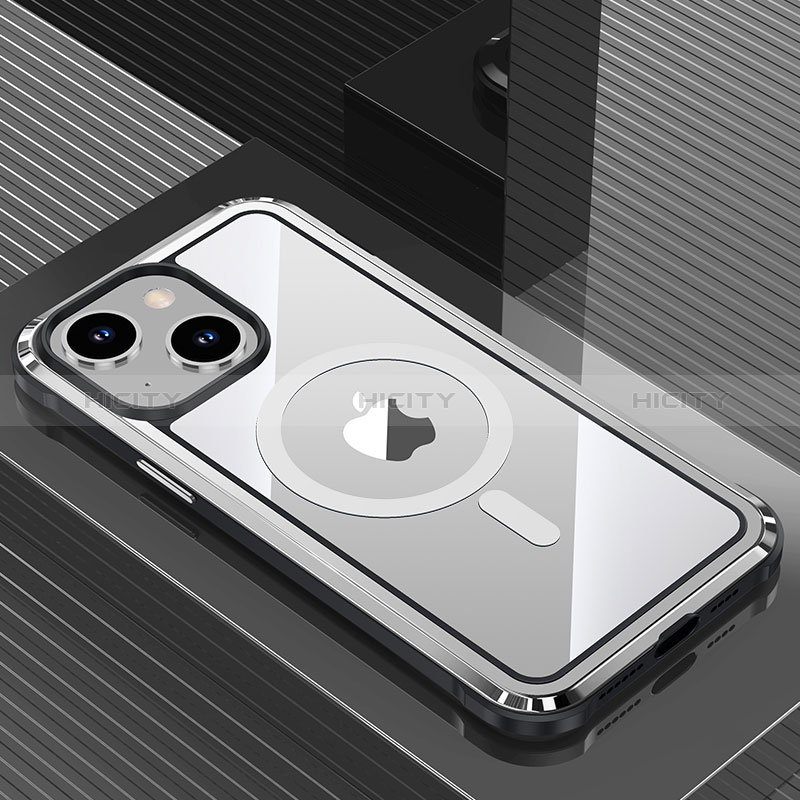 Coque Luxe Aluminum Metal Housse et Bumper Silicone Etui avec Mag-Safe Magnetic Magnetique QC1 pour Apple iPhone 13 Plus