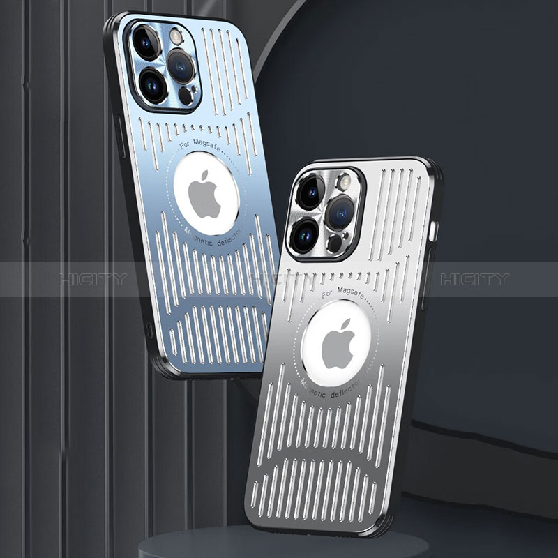 Coque Luxe Aluminum Metal Housse et Bumper Silicone Etui avec Mag-Safe Magnetic Magnetique TX1 pour Apple iPhone 14 Pro Max Plus