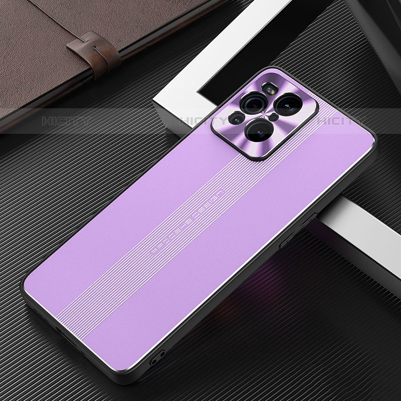 Coque Luxe Aluminum Metal Housse et Bumper Silicone Etui J01 pour Oppo Find X3 Pro 5G Violet Plus