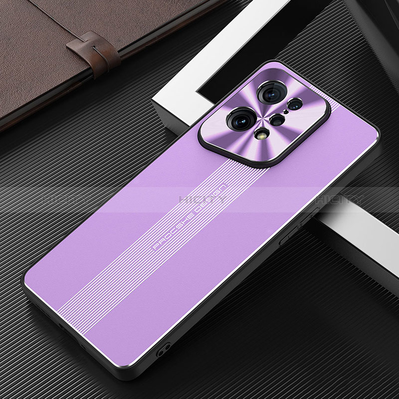 Coque Luxe Aluminum Metal Housse et Bumper Silicone Etui J01 pour Oppo Find X5 5G Violet Plus