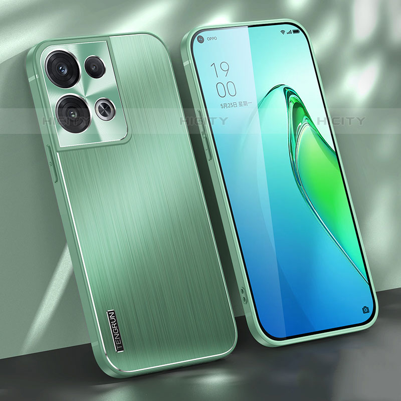 Coque Luxe Aluminum Metal Housse et Bumper Silicone Etui J01 pour Oppo Reno8 5G Vert Plus