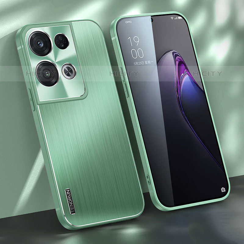 Coque Luxe Aluminum Metal Housse et Bumper Silicone Etui J01 pour Oppo Reno8 Pro 5G Vert Plus