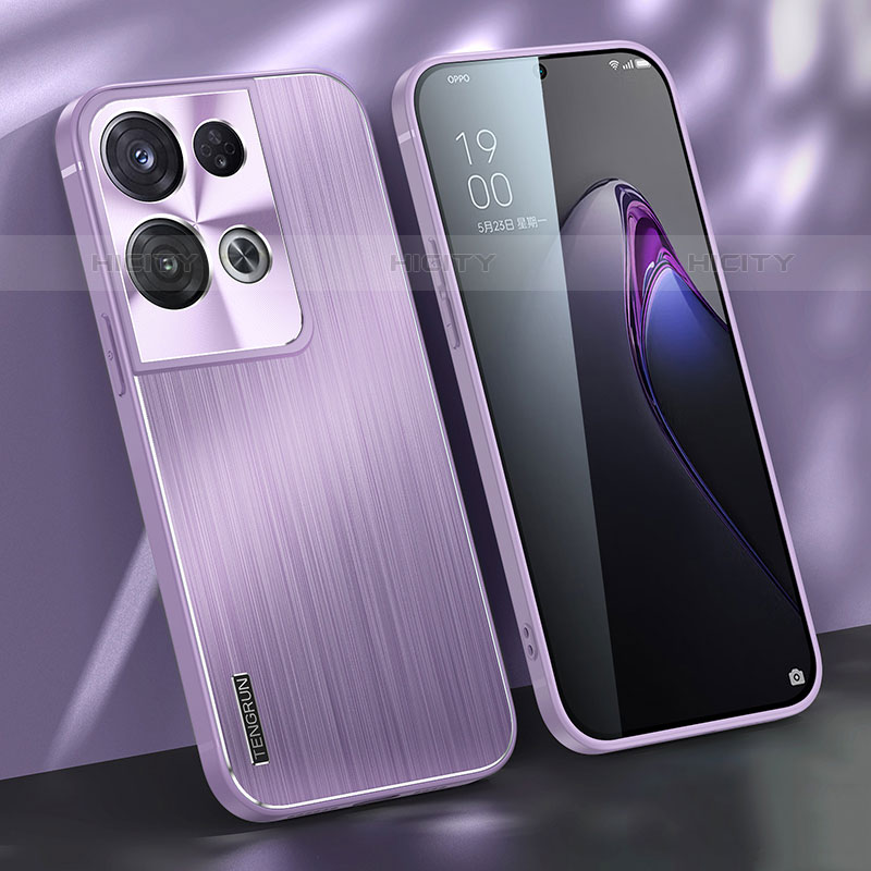 Coque Luxe Aluminum Metal Housse et Bumper Silicone Etui J01 pour Oppo Reno8 Pro+ Plus 5G Violet Plus