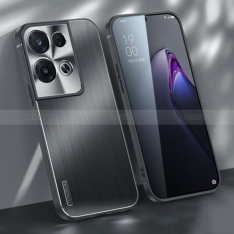 Coque Luxe Aluminum Metal Housse et Bumper Silicone Etui J01 pour Oppo Reno9 Pro+ Plus 5G Noir Plus