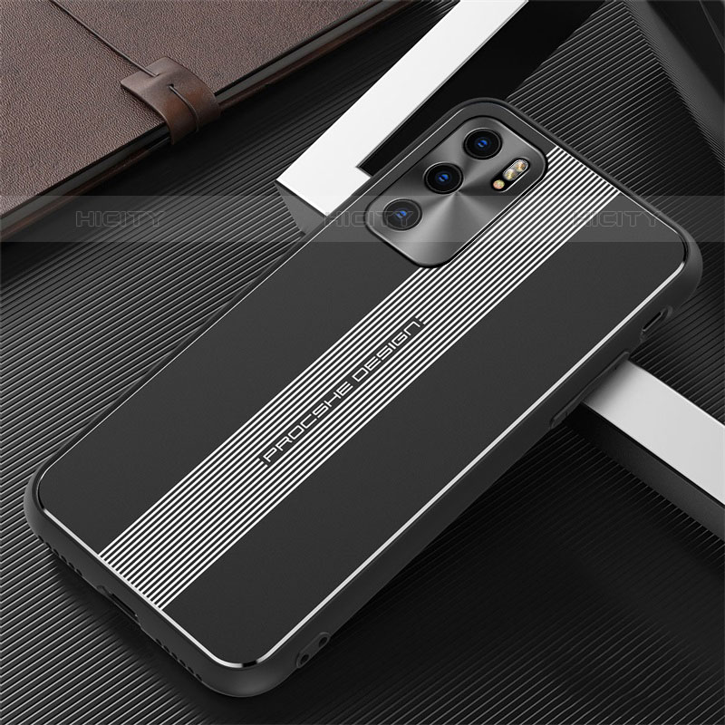 Coque Luxe Aluminum Metal Housse et Bumper Silicone Etui J02 pour Oppo Reno6 5G Noir Plus