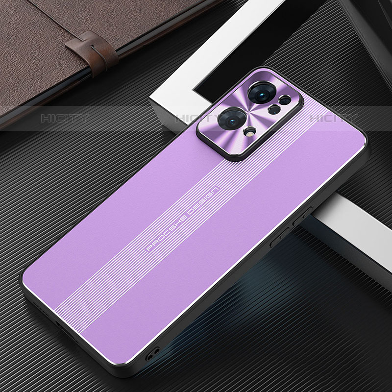 Coque Luxe Aluminum Metal Housse et Bumper Silicone Etui J02 pour Oppo Reno7 Pro 5G Violet Plus