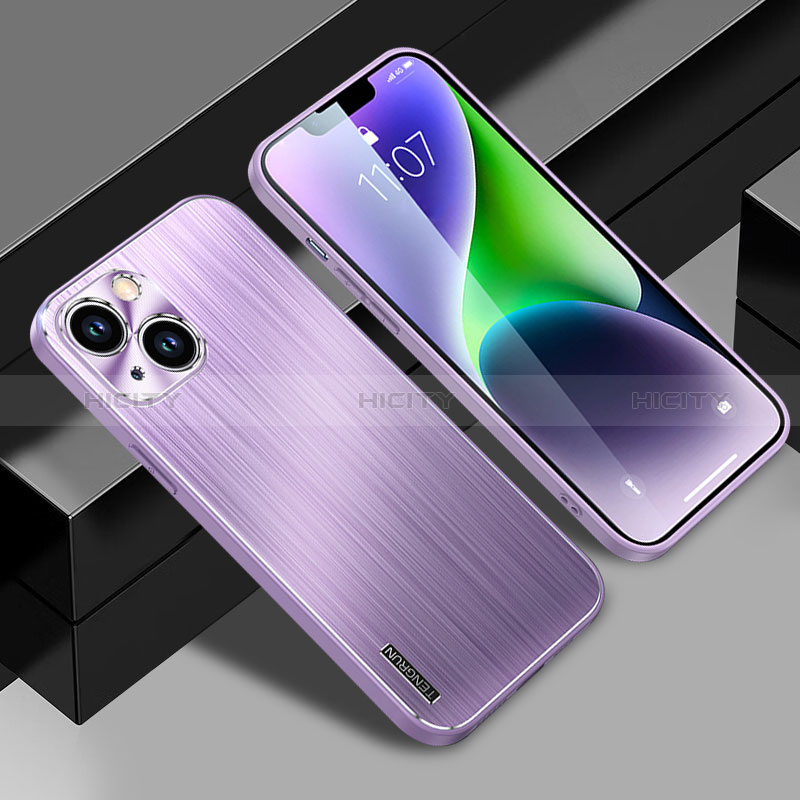 Coque Luxe Aluminum Metal Housse et Bumper Silicone Etui JL1 pour Apple iPhone 13 Violet Plus