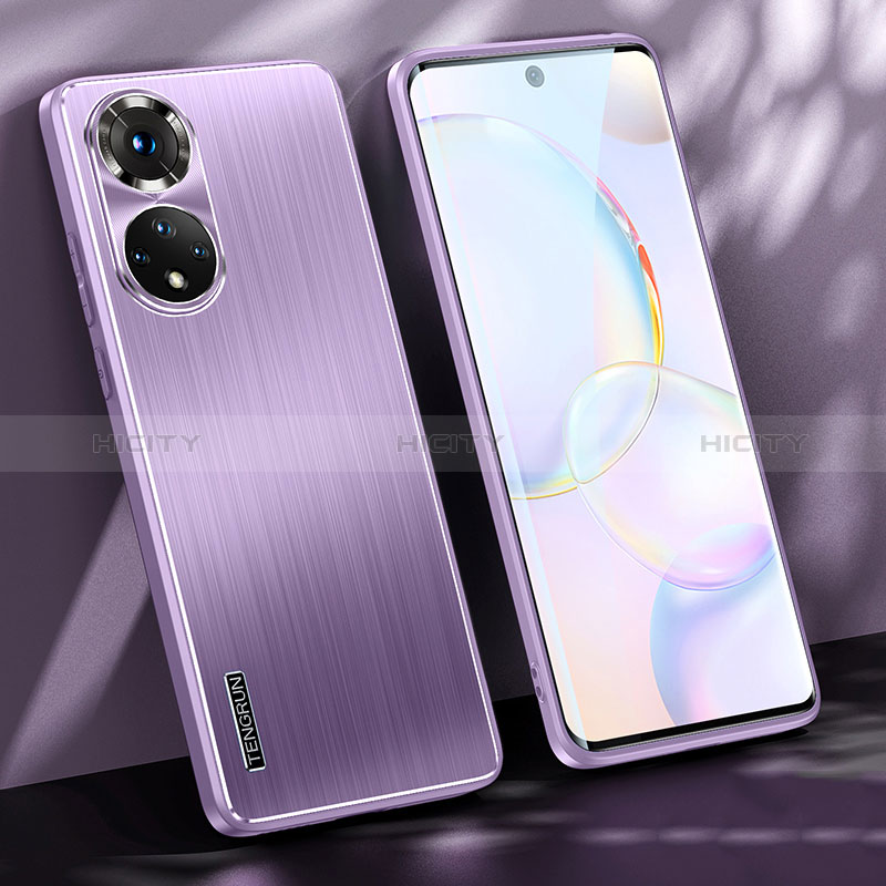 Coque Luxe Aluminum Metal Housse et Bumper Silicone Etui JL1 pour Huawei Honor 50 5G Violet Plus