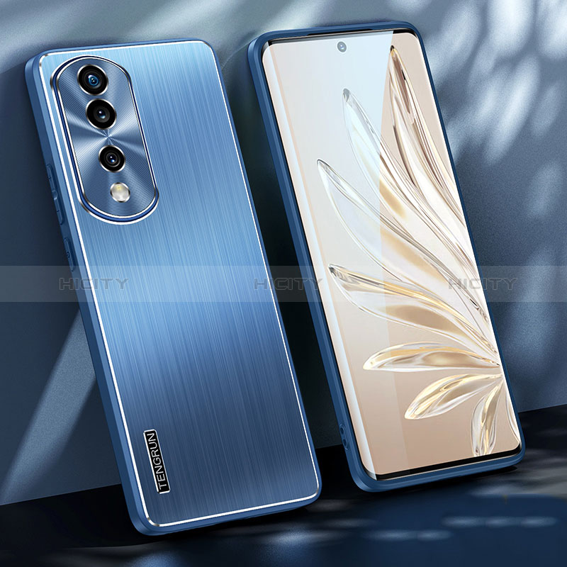 Coque Luxe Aluminum Metal Housse et Bumper Silicone Etui JL1 pour Huawei Honor 70 Pro+ Plus 5G Bleu Plus