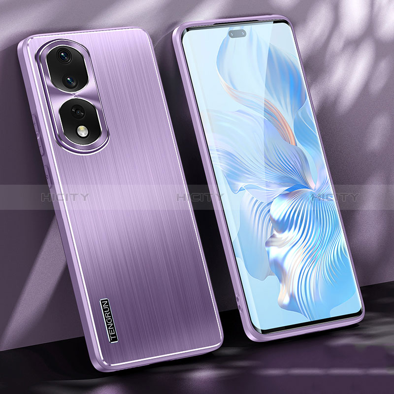 Coque Luxe Aluminum Metal Housse et Bumper Silicone Etui JL1 pour Huawei Honor 80 Pro 5G Violet Plus