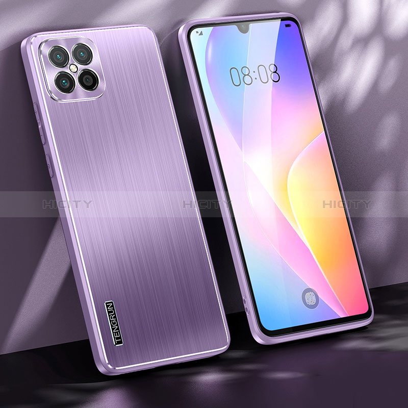 Coque Luxe Aluminum Metal Housse et Bumper Silicone Etui JL1 pour Huawei Nova 8 SE 4G Violet Plus