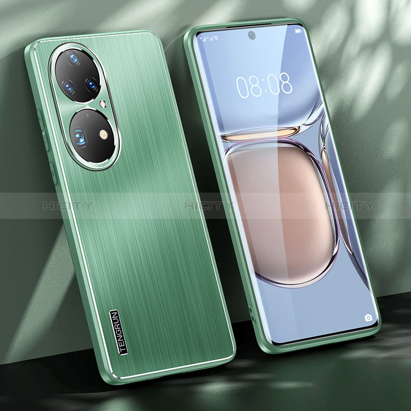 Coque Luxe Aluminum Metal Housse et Bumper Silicone Etui JL1 pour Huawei P50e Vert Plus