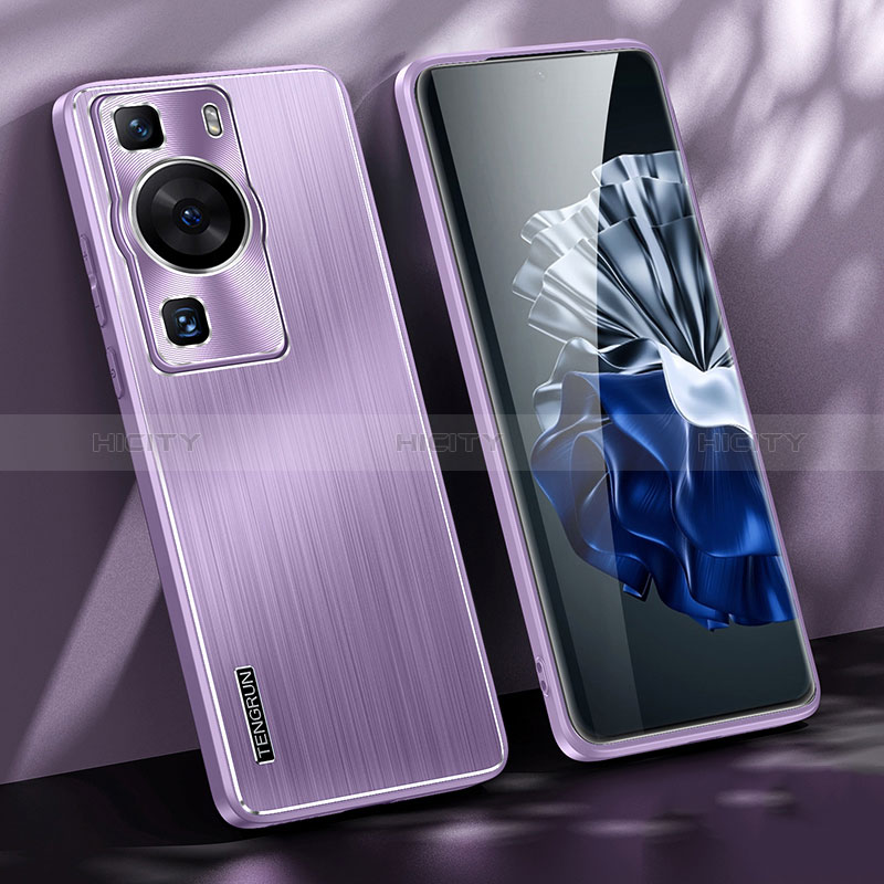 Coque Luxe Aluminum Metal Housse et Bumper Silicone Etui JL1 pour Huawei P60 Pro Violet Plus