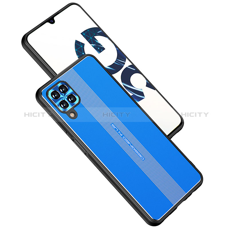 Coque Luxe Aluminum Metal Housse et Bumper Silicone Etui JL1 pour Samsung Galaxy A12 5G Bleu Plus